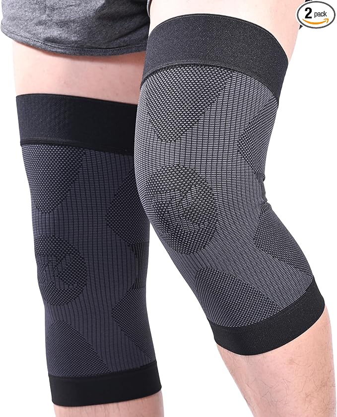 KEKING Orthopedic Brace for Tendinitis, Arthritis, ACL, MCL, Injury Recovery, Meniscus Tear, Knee Pain, Aching Knees, Patellar Tendonitis and Arthritis, Knee Compression Sleeves 2 Pack, Black M