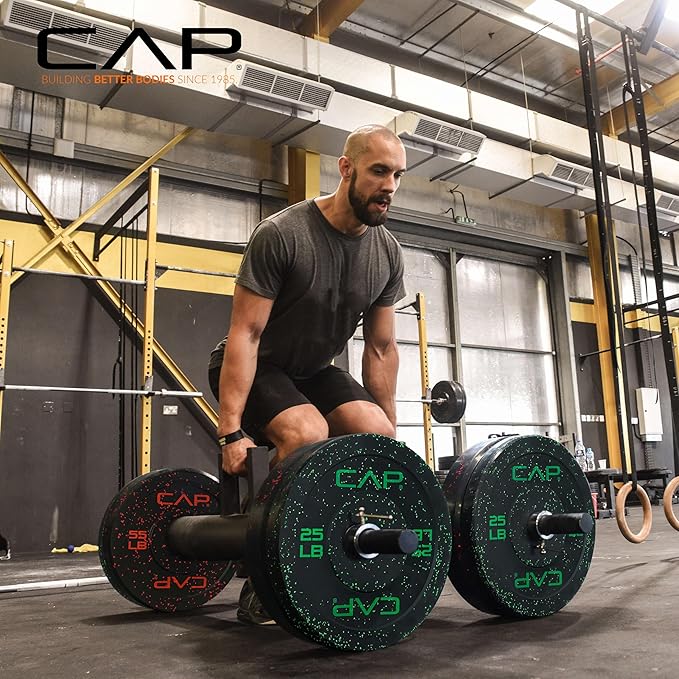 CAP 2-inch Olympic Bumper Plate Weight Set | 100-370 lbs | Multiple Colors | Storage Rack Optional