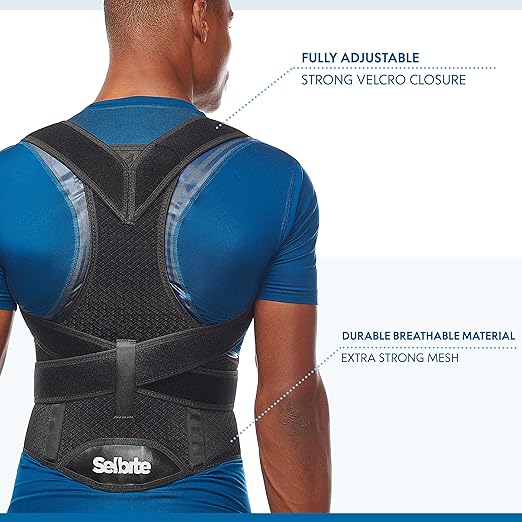 Selbite Posture Corrector for Men and Women - Back Brace for Upper and Lower Body Support - Adjustable Straightener with Pain Relief and Muscle Memory (X-Small)