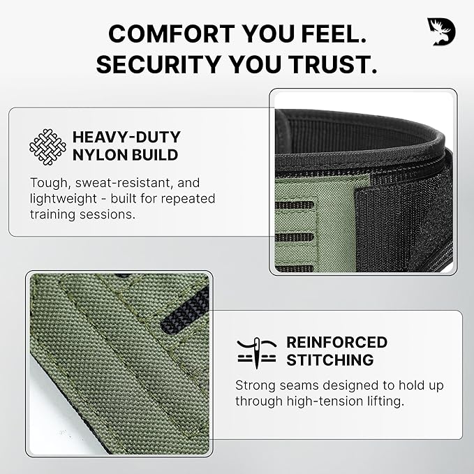 DMoose Weight Lifting Belt - Auto Locking Gym Belt for Olympic Training, WOD, Cross Training for Men and Women - 4" Nylon Workout belt with Adjustable Buckle - Provides Lumbar Support and Stability