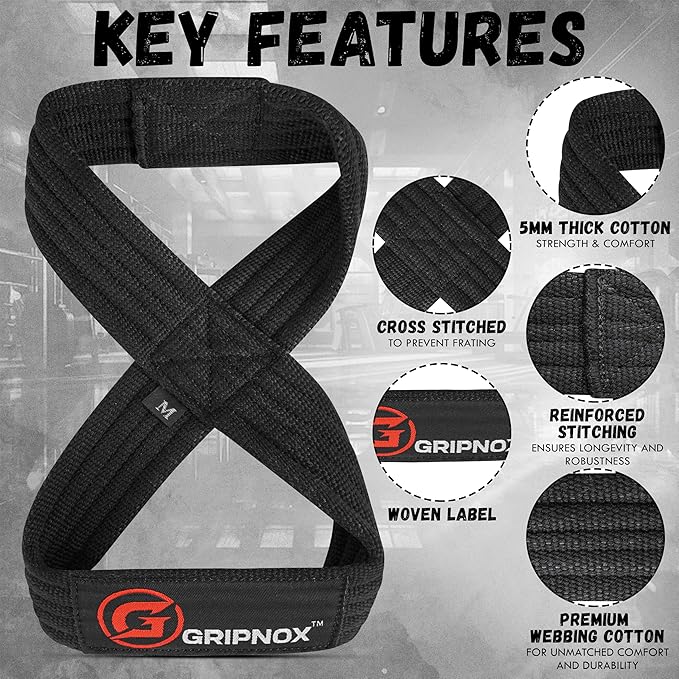 – Weight Lifting Straps Figure 8, Anti Slip Padded Wrist Support for Gym Workout Deadlift, Weightlifting, Powerlifting, Hand Bar Grip & Cross Training Strong Weightlifting Wrist Straps.