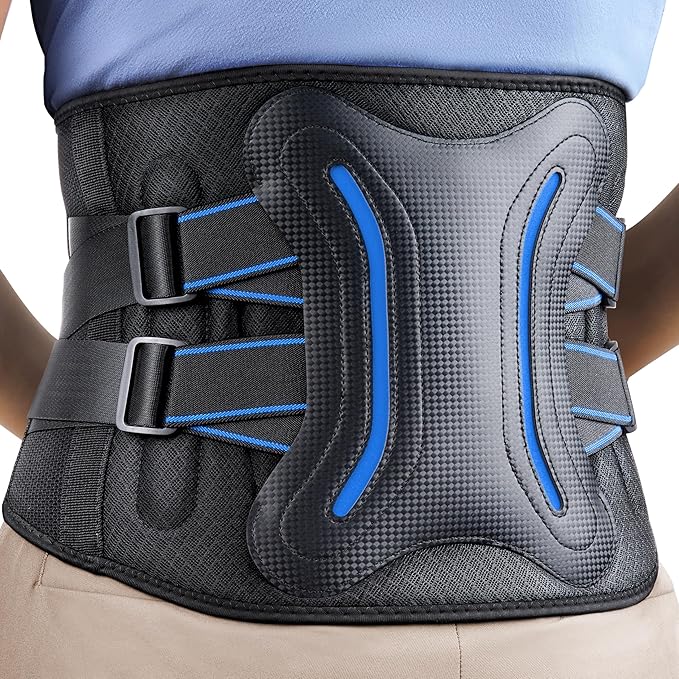 FEATOL Lower Back Brace with 5 Reinforced Stays for Women and Men, Adjustable Snug-Fit Lumbar Support Belt for Work, Size XL, Waist 38"-44.1"