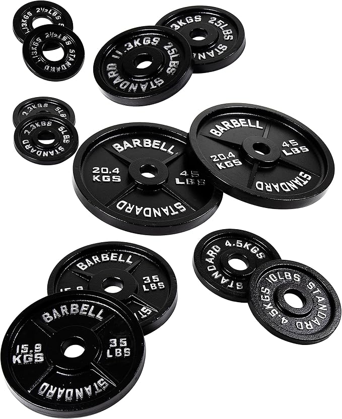 Fitvids Olympic 2-Inch Cast Iron Plate Weight Plate for Strength Training and Weightlifting, Vintage Style, Alloy Steel,25LB Pair
