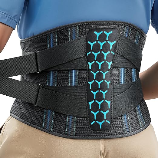 Rakiie Back Brace for Lower Back Pain Relief for Women Men, Back Support Belt with 7 Stays for Lifting at Work, Breathable Soft Lumbar Support with 3D Support Removable Pad for Herniated Disc, Sciatica, Size XXL (Waist: 51.2"-62.9")