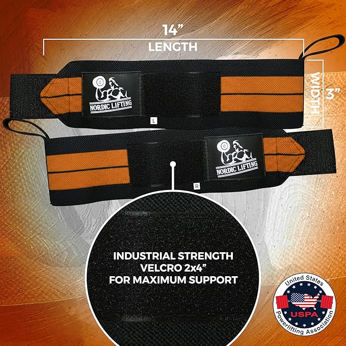 Nordic Lifting Wrist Wraps (1 Pair/2 Wraps) – Lifting Wrist Wraps with Thumb Loop for Weightlifting, Powerlifting & CrossFit – Durable Wrist Support Straps for Men & Women – Gym Essentials for Heavy Lifts