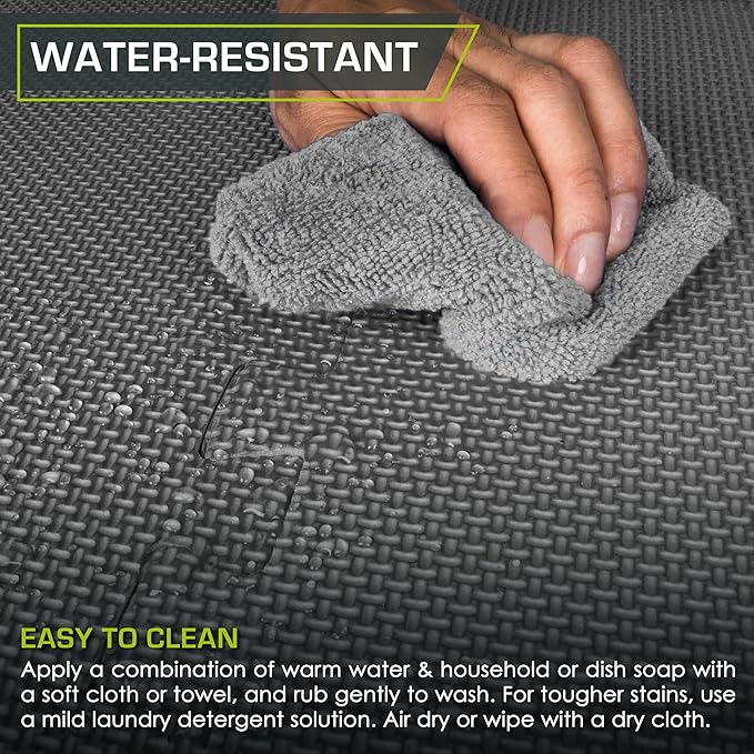 ProsourceFit Weaved Pattern Extra Thick Exercise Puzzle Mat ¾-inch, EVA Foam Interlocking Tiles for Protective, Cushioned Flooring for Home and Gym Equipment; Grey, 96 SQ FT, 24 Tiles