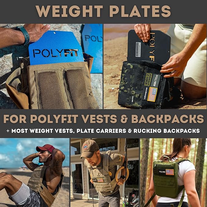 POLYFIT Weight Vest Plates - Weighted Plates for Strength Training Weight Vests - 4lb, 6lb, 9lb, 14lb, 19lb Pairs