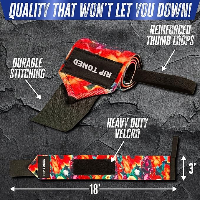 Rip Toned Wrist Wraps for Weightlifting – USPA & USAPL Approved 18" Wrist Straps for Powerlifting – Adjustable, Durable Gym Wraps with Thumb Loop – Maximum Support for Men & Women