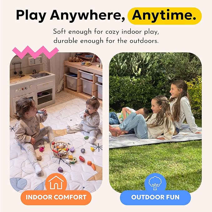 Miotetto Baby Mat for Floor, 73" x 73" Playpen Mat, Thick Soft Foam Padding Baby Play Mat, Portable Quilted playmat - Washable Baby Floor Play mat, Non-Slip Play Mat for Babies & Toddlers