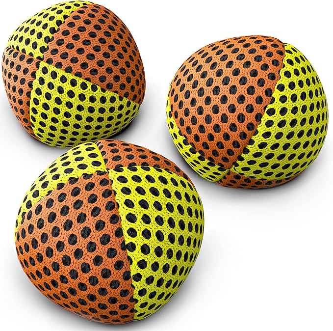 speevers Xballs Juggling Balls Professional Set of 3 Fresh Design - 10 Beautiful Colors Available - 2 Layers of Net Carry Case - Choice of The World Champions (Orange - Yellow, 120g)