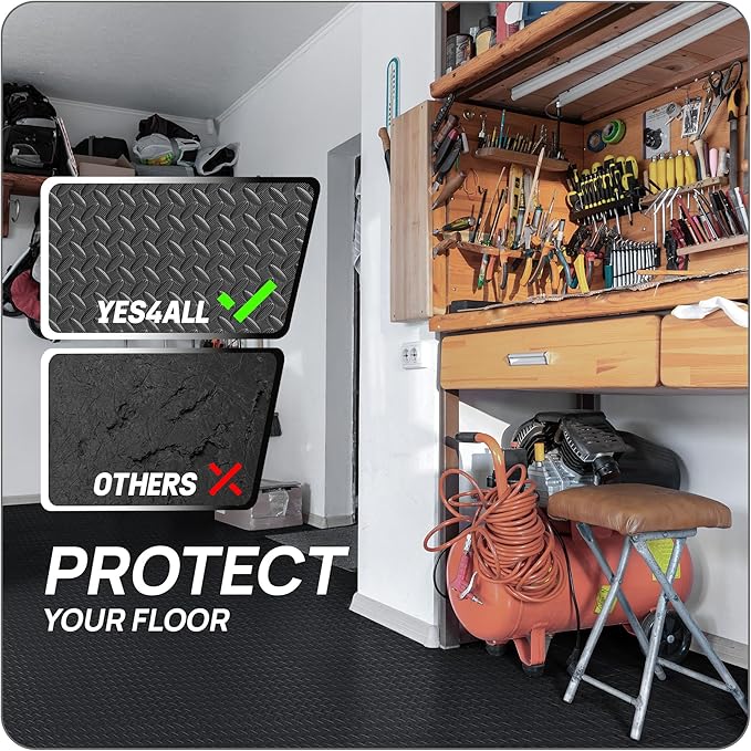Yes4All EVA Interlocking Mats, Puzzle Floor Tiles, Foam Floor Padding with Border for Furniture, Home Space, Living Room, Garage 11 SQFT