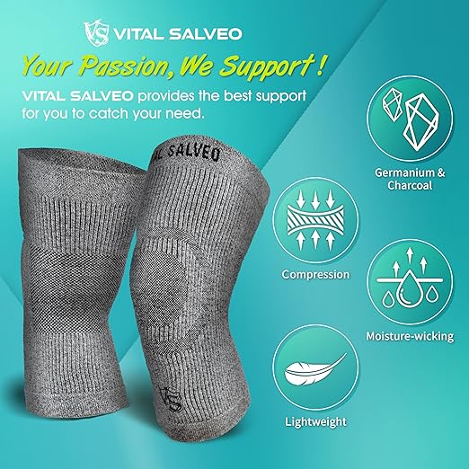 VITAL SALVEO-Compression Recovery Knee Sleeve/brace C3-COMFORT, Pain Relief, Protects Joint - Ideal for Sports and Daily Wear(1 Pair)/M