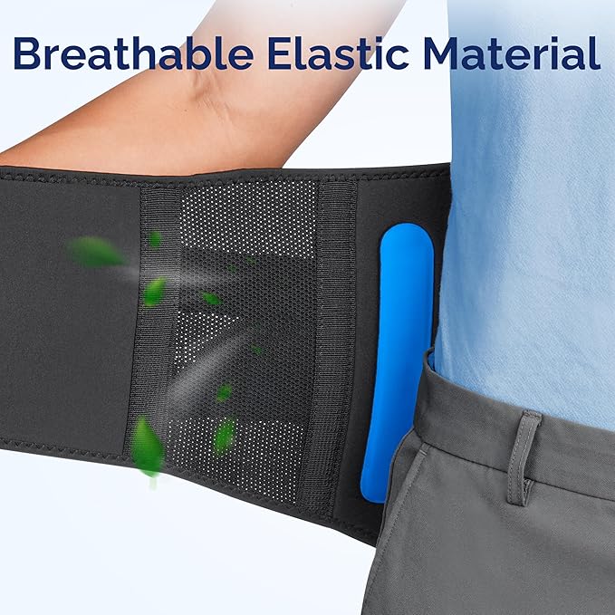 FEATOL Lower Back Brace with 5 Reinforced Stays for Women and Men, Adjustable Snug-Fit Lumbar Support Belt for Work, Size XL, Waist 38"-44.1"