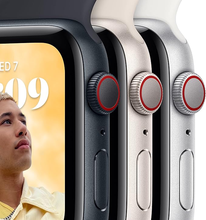 Apple Watch SE (2nd Gen) (GPS, 44mm) - Starlight Aluminum Case with Starlight Sport Band, M/L (Renewed)