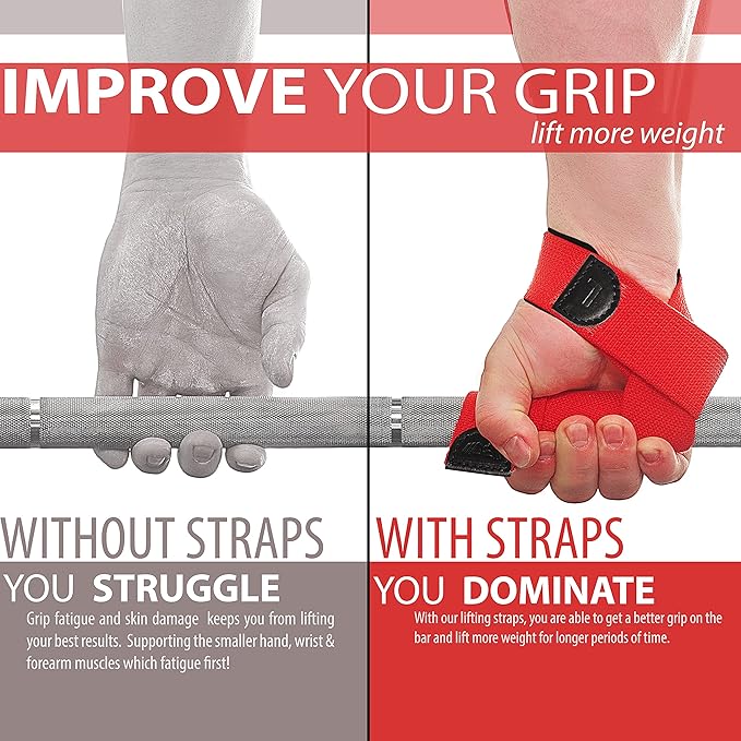 WARM BODY COLD MIND Lasso Lifting Wrist Straps for Cross Training - Rated at 770 lb - Hand Wraps for Olympic Weightlifting, Powerlifting, Weight Lifting, Bodybuilding Strength Deadlift Gym Bar, Cotton
