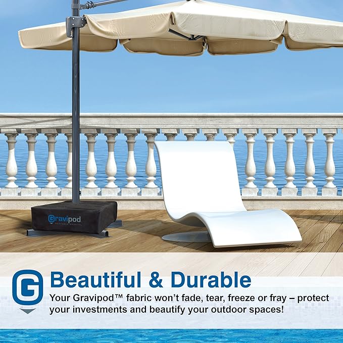 Gravipod Umbrella Base Weight | Outdoor Sand-Fillable Stabilizer for Cantilever, Offset, and Patio Umbrellas | Heavy-Duty Weather-Resistant Fabric