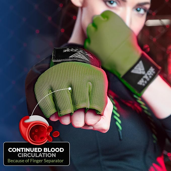 WYOX Gel Boxing Hand Wraps Inner Gloves for Men & Women – 80cm Quick Wrist Strap, Padded Knuckle Support, Fingerless MMA Muay Thai Kickboxing Wraps for Training, Punching & Martial Arts