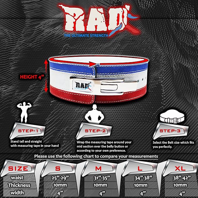 RAD Lever Weight Lifting Gym Belt for Men & Women Size 63 TO107 CM,Thick 10MM & Width 4 Inch Lever Powerlifting Belts for Women Dead Lift Workout Belt Leather Weight Lifting Lever Gym Squat Belt