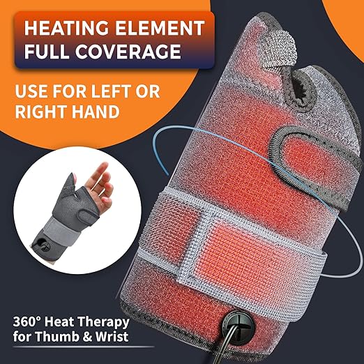 Electric Thumb & Wrist Heating Pad for Hand Arthritis with 3 Heat & 5 Timer Settings, Heated Wrist Wrap for Carpal Tunnel Syndromes, Tendonitis Left/Right Hand Pain Relief(L)
