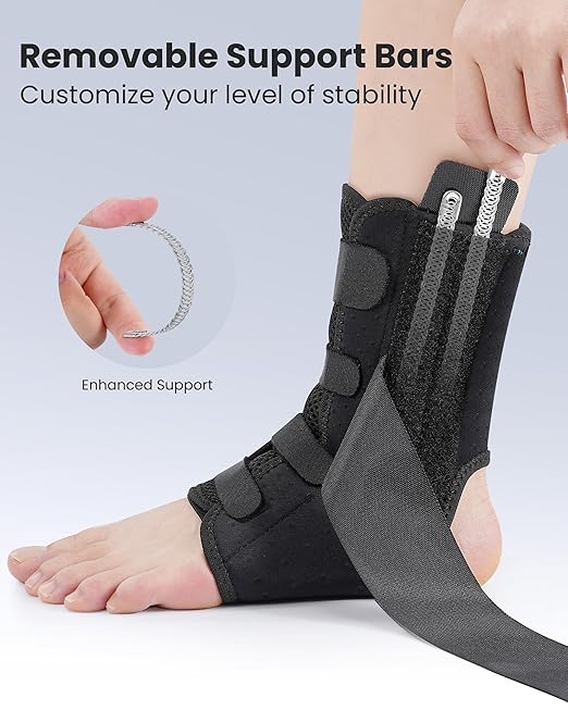 Ankle Brace for Women Men - Ankle Support Brace for Sprained Ankle, Ankle Stabilizer for Achilles, Tendon, Sprain, Injury Recovery, Lace up Ankle wrap for Running, Basketball, Volleyball (Upgrade Ankle Brace, X-Large)