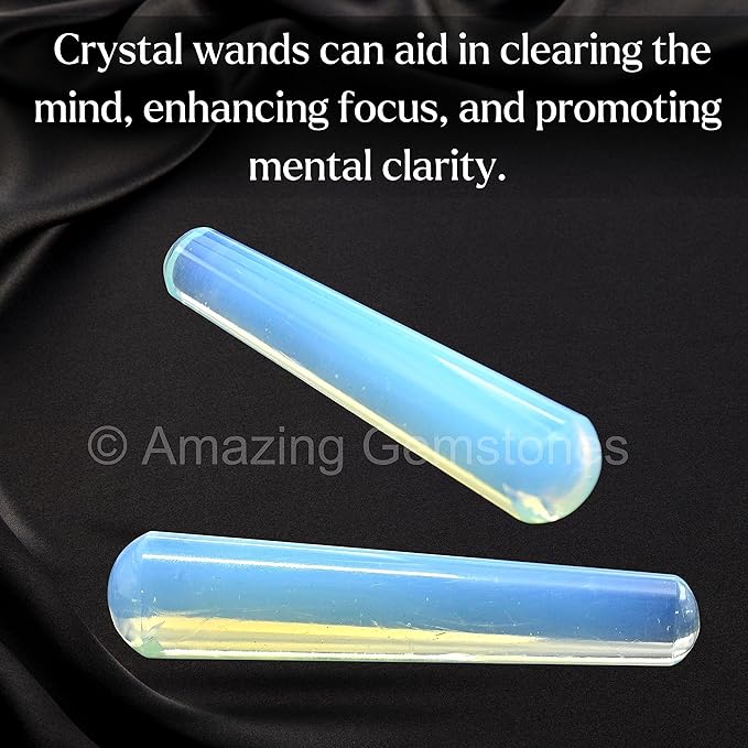 Amazing Gemstone Opalite Crystal Wand Massage Stick - Pelvic Wand Gua Sha for Adults - Crystals and Healing Stones Massage Wands for Adults Gifts (Smooth)