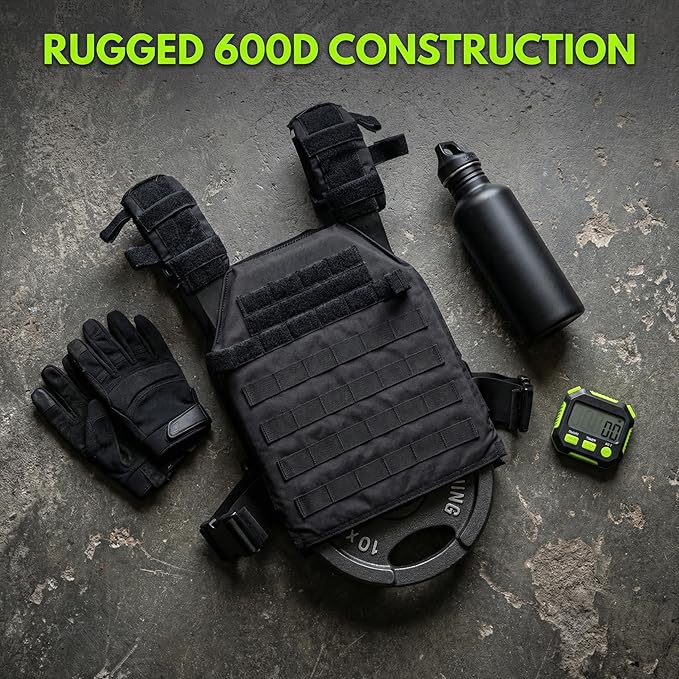 Greencity Weight Vest Adjustable Strength and Endurance Training, Tactical Vest Quick Release with Molle System, Fitness Workouts, Running
