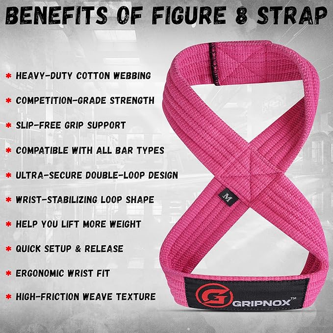 – Weight Lifting Straps Figure 8, Anti Slip Padded Wrist Support for Gym Workout Deadlift, Weightlifting, Powerlifting, Hand Bar Grip & Cross Training Strong Weightlifting Wrist Straps.