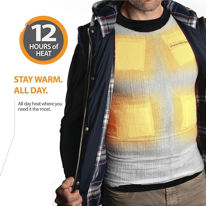 Single-Use Heated Vest Shirt | Compression Baselayer | 8 Built in Heat Packs | Body Warmer | White
