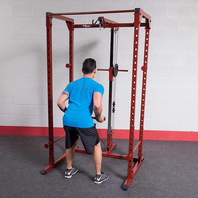 Body-Solid (BFLA100) Power Rack Lat Attachment - Transform Your Power Cage (BFPR100r) into a Home Gym with High and Low Pulley System for Lat Pulldowns, Rows, Biceps Curls, Shrugs