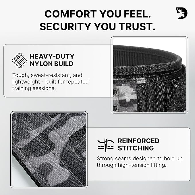 DMoose Weight Lifting Belt - Auto Locking Gym Belt for Olympic Training, WOD, Cross Training for Men and Women - 4" Nylon Workout belt with Adjustable Buckle - Provides Lumbar Support and Stability