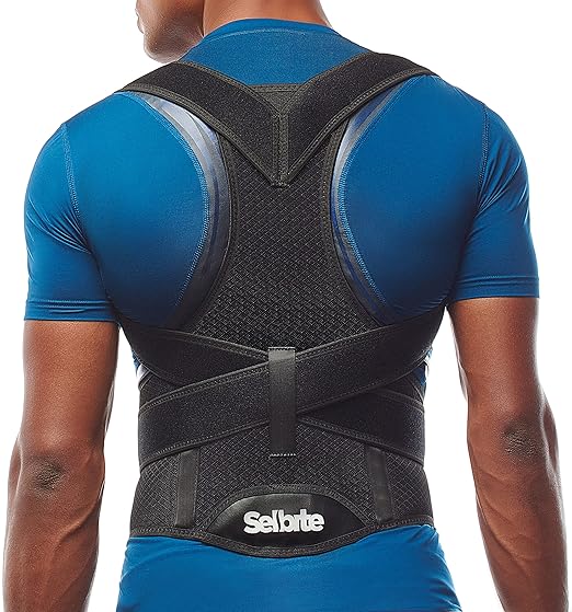 Selbite Posture Corrector for Men and Women - Back Brace for Upper and Lower Body Support - Adjustable Straightener with Pain Relief and Muscle Memory (Small)