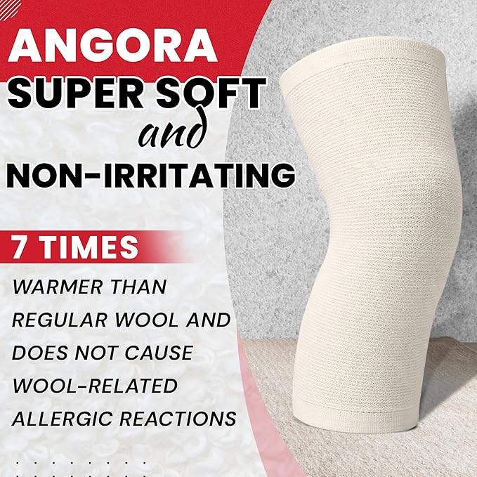 MAXAR Angora/Wool Knee Sleeve for Men & Women - Soft, Warm Support to Improve Circulation and Alleviate Arthritis Joint Pain - Lightweight Knee Warmer (Medium, 1 pc)