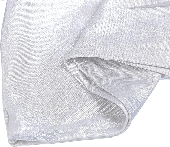 MDS Pack of 125 Spandex Foil Chair Sashes Bow Universal fits Elastic Stretch Chair Bands Ties with Buckle for Wedding Lycra Slider Bow - Metallic/zari/Sparkle Silver