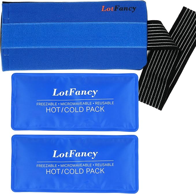 LotFancy Ice Packs for Injuries Reusable, 2 Gel Packs Wrap for Knee Head Neck Ankle Wrist Elbow Foot Legs Back Joint Pain Relief, Hot Cold Therapy for Surgery Recovery, First Aid