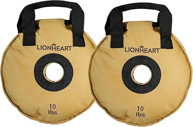 Lionheart Sand Bag Weight Plates Set | Sandbags for Working Out | Home Gym Bumper Plates | Travel-Friendly Sandbag for Fitness & Weight Training | Unfilled 10, 15, 25, 35, 45 lb Plates (Set of 2)