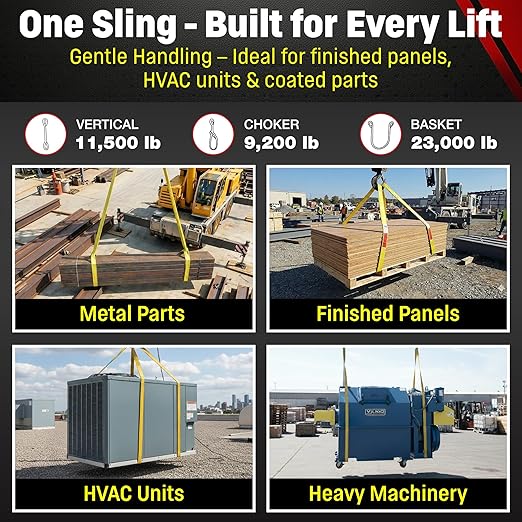 DD Sling 4 Inch x 10 Foot Nylon Lifting Sling – USA Made, 11,500 lb Vertical, 9,200 lb Choker, 23,000 lb Basket – 2-Ply Heavy Duty 900 Webbing, Type 4 Twisted Eye & Eye Rigging Sling
