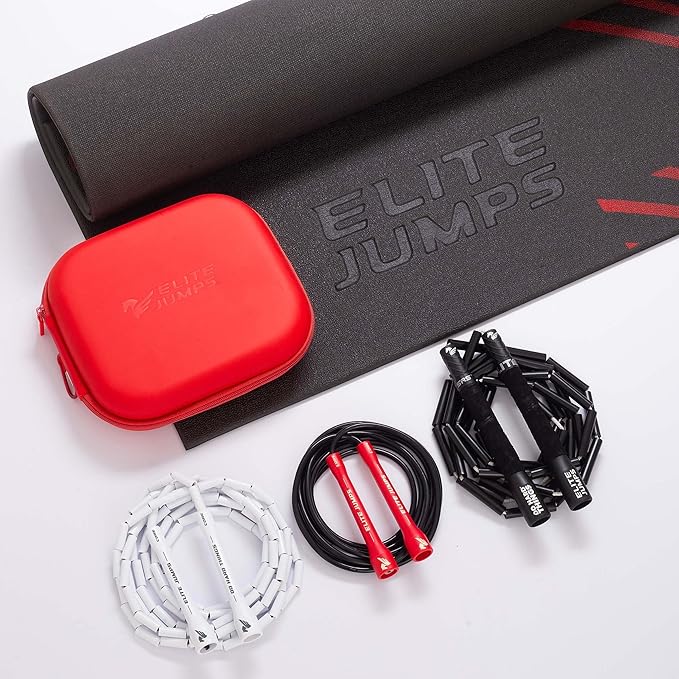 Elite Jumps - Beginner Progression Bundle - 3 Weighted Jump Ropes & Storage Case - Ropes for Beginners, Intermediates, & Advanced Users - Strong & Durable - Progression Training