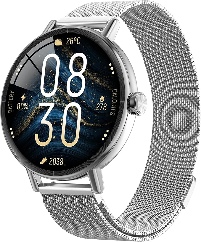 Yoever Smart Watches for Men Women,1.57" HD 43mm Fitness Tracker Answer/Make Call, Heart Rate/Sleep/SpO2, Round Smart Watch for iPhone/Samsung/Android,IP68 Waterproof,110+ Sport Mode-Silver