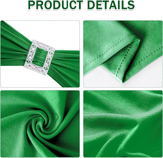 Joccun 60 PCS Spandex Chair Sashes Bows Stretch Chair Cover Band with Buckle Slider Universal Elastic Chair Ties for Wedding Banquet Party Event Decoration (EmeraId)