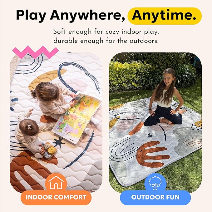 Miotetto Baby Mat for Floor, 73" x 73" Playpen Mat, Thick Soft Foam Padding Baby Play Mat, Portable Quilted playmat -Washable Baby Floor Play mat, Non-Slip Play Mat for Babies & Toddlers