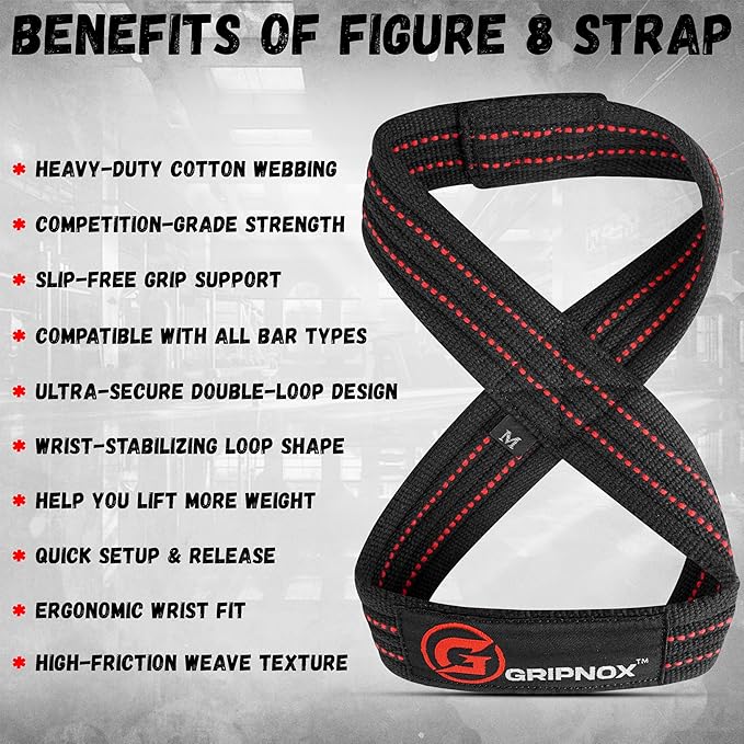 – Weight Lifting Straps Figure 8, Anti Slip Padded Wrist Support for Gym Workout Deadlift, Weightlifting, Powerlifting, Hand Bar Grip & Cross Training Strong Weightlifting Wrist Straps.