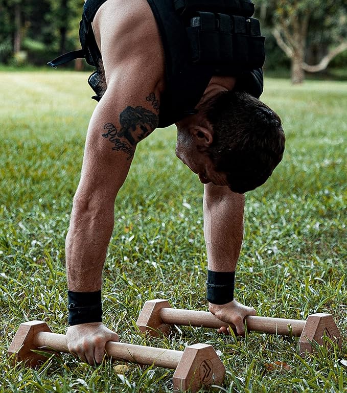 Driven | Professional Large Beech Wooden Parallettes | Calisthenics | Push Up Bars | Anti Slip Base | Gym Gear Workout Portable Crossfit