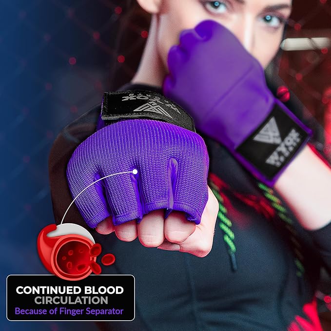 WYOX Gel Boxing Hand Wraps Inner Gloves for Men & Women – 80cm Quick Wrist Strap, Padded Knuckle Support, Fingerless MMA Muay Thai Kickboxing Wraps for Training, Punching & Martial Arts