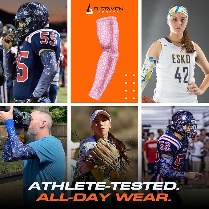 B-Driven Sports Sleeve Pro-Fit - Compression Arm Sleeve for Men & Women - Basketball & Volleyball Arm Sleeve - Single