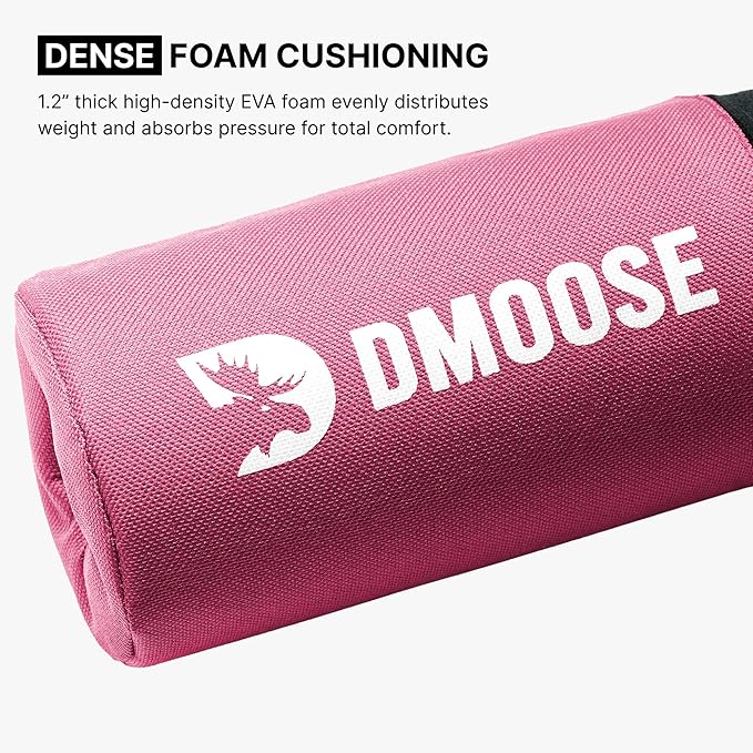 DMoose Fitness Barbell Pad for Hip Thrust, Squat & Lunges - Non-Slip Thick Foam Cushion for Neck and Back Support with Two Straps - Hip Thrust Pad for Leg Day - Fits All Olympic Bars and Smith Machine