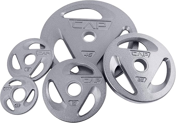 Cap Barbell 2-Inch Olympic Grip Weight Plates, Single, Gray, Various Sizes