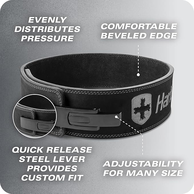 Heavy Duty 10mm Lever Belt for Powerlifting - IPF Approved, 4" Wide, Adjustable Steel Lever Tensioning, Comfort Fit with Suede Lining, Durable Core Support for Heavy Lifting