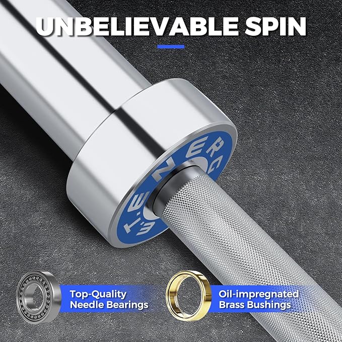7ft Olympic Barbell Bar 45LB Load 1500lbs Capacity Available, for Gym Home Exercises, Weightlifting, Powerlifting for 2" Olympic Plates
