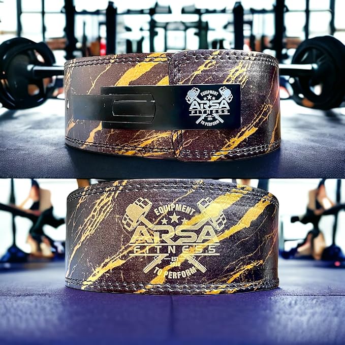 Arsa Fitness Weightlifting Adjustable Lever Belt for Men & Women Real Cow Hide Leather for Powerlifting Back Support Workout Deadlifts Squats 10MM Thickness 4" Width