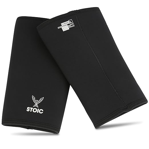 Stoic Knee Sleeves for Men Women - 7mm Neoprene Knee Support for Weightlifting, Powerlifting, Strength Training, Squat, Bodybuilding - IPF Approved Knee Compression Sleeves, 2-Pack (XXS)